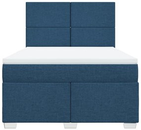 Cama com molas/colchão 160x200 cm tecido azul