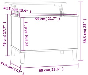 Mesa de centro 60x44,5x45 cm derivados de madeira cinza sonoma
