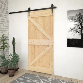 3057485 vidaXL Porta de correr com ferragens 80x210 cm madeira de pinho maciça