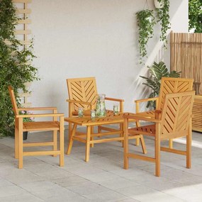 Conjunto de Lounge para Jardim de 4 Peças em Madeira Sólida de Acácia