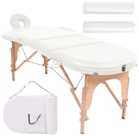 110158 vidaXL Mesa de massagem dobrável c/ 2 rolos 4cm espessura oval branco