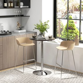 Mesa Alta Cozinha (BANCOS NÃO INCLUIDOS) Mesa Alta Bar Redonda para 2 Pessoas Altura Ajustável Tampo Giratório 360° 60x60x91 cm Nogueira