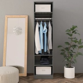 Roupeiro 50x50x200 cm contraplacado cinzento brilhante