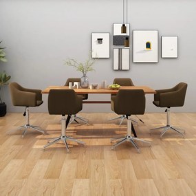 vidaXL Cadeiras de jantar giratórias 6 pcs tecido castanho-escuro