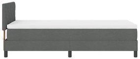 Cama Box Spring com Colchão &amp; LED Cinza Escuro 90x200 cm Tecido