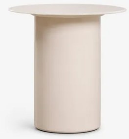 Mesa Auxiliar Redonda Ø50 Cm Em Vidro Temperado E Mdf Asgri Tapioca Bege - Sklum