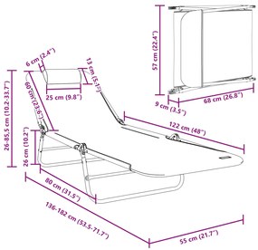 Espreguiçadeira Dobravel com Apoio de Cabeça Azul Textilene