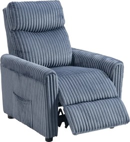 Poltrona Relax Reclinável Manual Estofada em Veludo com Apoio para Pés 73x86x100 cm Azul Escuro