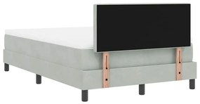 Cama Box com Colchão vidaXL Cinza Claro Pequeno Duplo Veludo