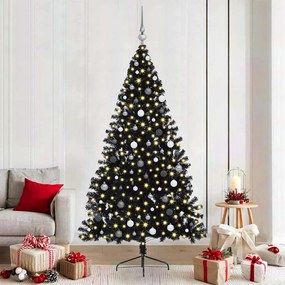 vidaXL Árvore de Natal Artificial Preto 210 cm PVC