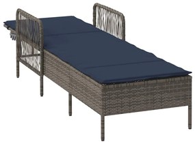 Espreguiçadeira Cinza Rattan PE 157 x 55 x 92 cm Dobrável