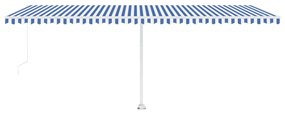 Toldo retrátil manual independente 600x300 cm azul e branco