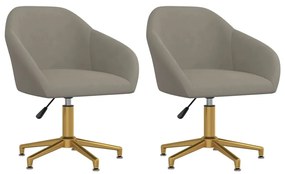 vidaXL Cadeiras de jantar giratórias 2 pcs veludo cinzento-claro