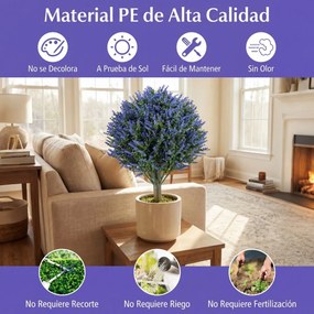 Conjunto de 2 árvores artificiais de lavanda realistas com estacas de 60 cm para interior (VASOS NÃO INCLUIDOS), exterior, alpendre, jardim e pátio