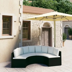 vidaXL 4 pcs conjunto sofás de jardim c/ almofadões vime PE preto