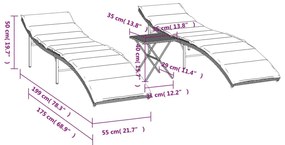 Espreguiçadeiras com mesa 2 pcs vime PE bege