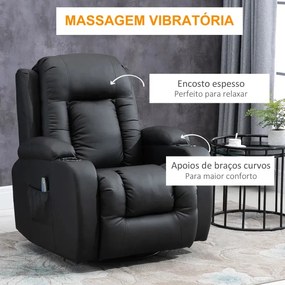 Poltrona de Massagens River Reclinável com Função de Vibração e Aqueci