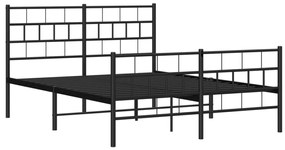 Estrutura de cama com cabeceira e pés 140x190 cm metal preto