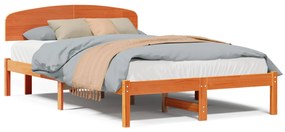 Estrado de Cama com Cabeceira Castanho Encerado 140x190 cm Madeira Sól
