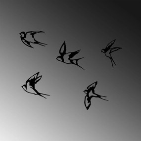 Acessório Decorativo de Parede Andorinhas – Preto – 18x19 cm, 19x19 cm