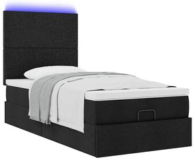 Estrutura de cama otomana com colchão 100x200cm tecido preto