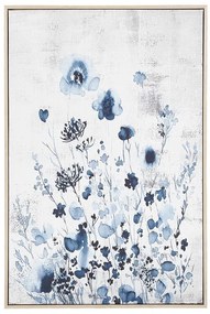 Quadro com motivo floral em azul e cinzento 63 x 93 cm BARBANIA Beliani