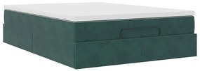Estrutura de cama otomana com colchão 140x200 cm verde escuro