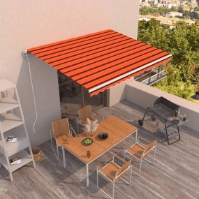 vidaXL Toldo retrátil automático 400x350 cm laranja e castanho