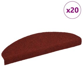 Tapetes de escada autoadesivos 20 pcs 65x21x4 cm vermelho