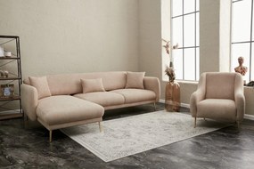 Sofá-Cama de Canto Simena – Bege Dourado – 266x133 cm