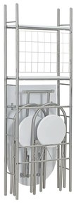 3 pcs conjunto jantar dobrável com prateleira MDF e aço branco