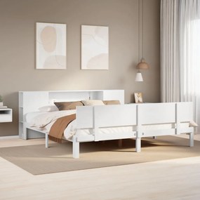 Cama com estante sem colchão 180x200 cm pinho maciço branco