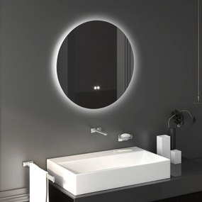 Espelho redondo de casa de banho com iluminação LED, Ø 70 cm, de parede, com interruptor tátil e sistema antiembaciamento, 35 W, cinzento