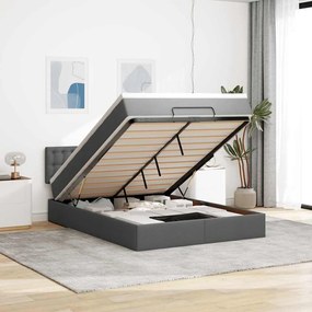 vidaXL Cama Otomana com Colchão & LEDs Cinzento Escuro 140x190cm