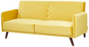 Sofá-cama de 3 lugares em veludo amarelo SENJA Beliani
