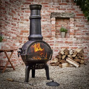 Fogão de terraço Chimenea com atiçador e tampa Ø44 x 112 cm Efeito ferrugem