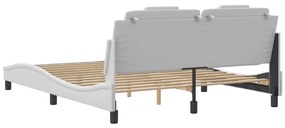 Estrutura cama c/ cabeceira 160x200 cm couro artificial branco