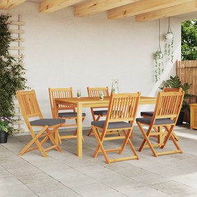 Cadeiras de Jardim Dobráveis vidaXL com Almofada Cinza 6pcs de Madeira