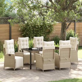 vidaXL Conjunto de Jantar de Jardim de 7 Peças Bege de Rattan Sintético