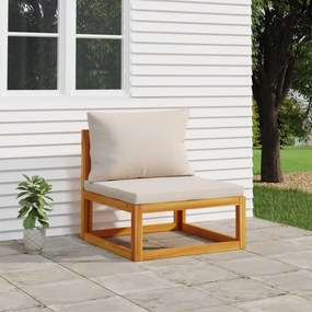 vidaXL Sofá de centro jardim acácia maciça c/ almofadões cinza-claro