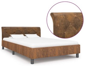 vidaXL Estrutura de cama 120x200 cm camurça artificial castanho