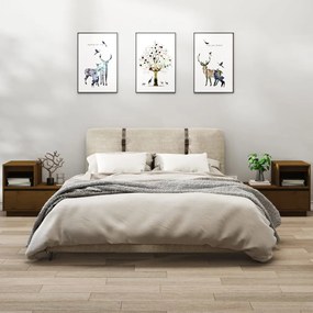 vidaXL Mesas de cabeceira 2 pcs 60x34x51 cm pinho maciço castanho mel