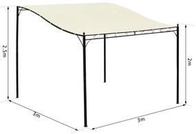 Toldo de Parede Curvo para Jardim, Pátio ou Varanda Pavilhão Tenda – Cor Creme - Aço e Poliéster – 3 x 3 x 2,5 cm