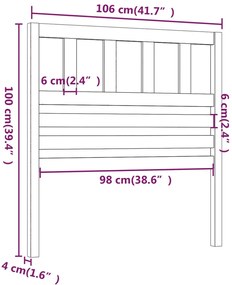 Cabeceira de cama 106x4x100 cm pinho maciço castanho mel