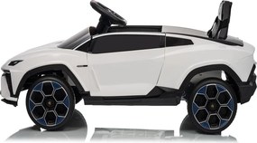 Carro elétrico para crianças Lamborghini Lanzador 12V, Pneus em borracha maciça, banco em pele sintética Branco