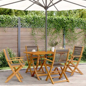 vidaXL 5 pcs conj. jantar p/ jardim polipropileno/madeira maciça cinza