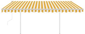 Toldo autom. c/ LED e sensor de vento 4,5x3,5 m amarelo/branco