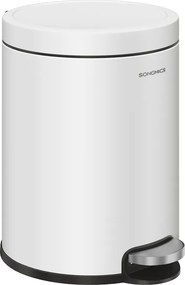 Caixote Lixo Casa de Banho de higiene pessoal com 6 litros de capacidade e tampa com fecho suave Branco