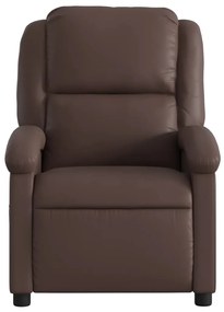 Poltrona reclinável elétrica couro artificial castanho