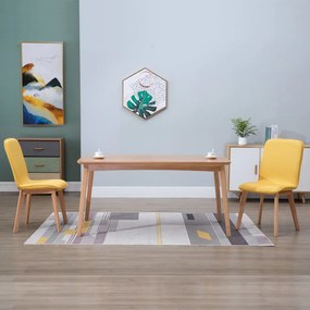 vidaXL Cadeiras de jantar 2 pcs tecido amarelo e carvalho maciço